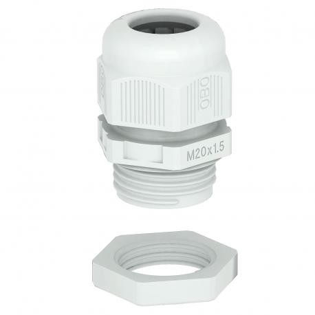 V-TEC VM16+ LGR 2022764 OBO BETTERMANN Gland com contraporca, M16, cinza claro, RAL 7035, poliamida, PA
