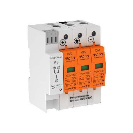 V50-B+C 3PHFS600 5093625 OBO BETTERMANN combinato V50 scaricatore, 3 poli SIST. PV + FS, 600V DC,