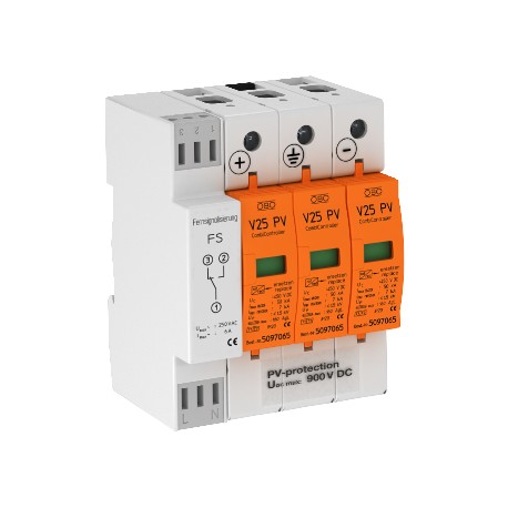 V25-B+C 3PHFS900 5097448 OBO BETTERMANN combinato V25 scaricatore, 3 poli SIST. PV + FS, 900V DC,