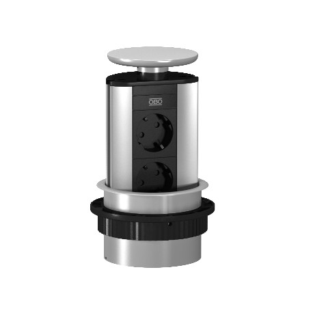 DBV-A3E D2S 6116858 OBO BETTERMANN Deskbox, abatible para el montaje en tableros de mesa, de aluminio, anodi..
