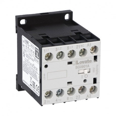 11BG0901A22060 LOVATO CONTATTORE TRIPOLARE, CORRENTE DI IMPIEGO IE (AC3) 9A, BOBINA IN AC 60HZ, 220VAC, 1NC ..
