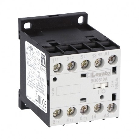 11BG0610A02460 LOVATO CONTATTORE TRIPOLARE, CORRENTE DI IMPIEGO IE (AC3) 6A, BOBINA IN AC 60HZ, 24VAC, 1NA A..