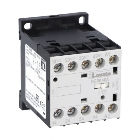 11BG0040A46060 LOVATO CONTATTORE AUSILIARIO CON CIRCUITO DI COMANDO AC E DC, TIPO BG00…, BOBINA IN AC 60HZ, ..