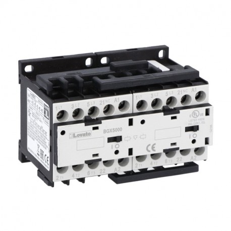 11BGR1201A04860 LOVATO REVERSING CONTACTOR ASSEMBLY, AC COIL, EXTERNAL INTERLOCK WITH POWER AND AUXILIARY WI..