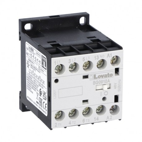 11BG0910A04860 LOVATO Características THREE-POLE CONTACTOR, IEC OPERATING CURRENT IE (AC3) 9A, AC COIL 60HZ,..
