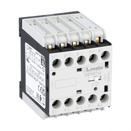 11BGP09T4A12060 LOVATO CONTATTORE QUADRIPOLARE, BOBINA IN AC 60HZ, 120VAC, ATTACCHI PER CIRCUITO STAMPATO SU..
