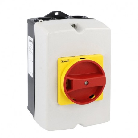 GAZ1UL LOVATO EMPTY NON-METALLIC ENCLOSURE UL/CSA TYPE 4/4X, FOR SWITCH DISCONNECTORS. WITH ROTATING RED/YEL..