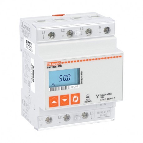 DMED302MID LOVATO ENERGY METER, THREE PHASE WITH NEUTRAL, NON EXPANDABLE, MID CERTIFIED, 80A DIRECT CONNECTI..