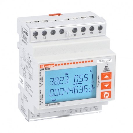 DMED332 LOVATO ENERGY METER, THREE PHASE WITH OR WITHOUT NEUTRAL, NON EXPANDABLE, CONNECTION BY CT /5A SECON..