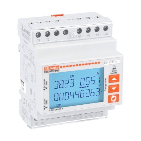 DMED332MID LOVATO ENERGY METER, THREE PHASE WITH OR WITHOUT NEUTRAL, MID CERTIFIED, NON EXPANDABLE, CONNECTI..