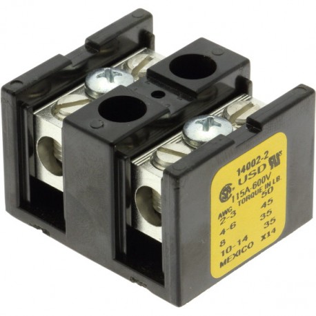 80K (3 WKS) 14002-2 EATON ELECTRIC Terminal block, low voltage, 115 A, AC 600 V, DC 600 V, 2P, UL, CSA