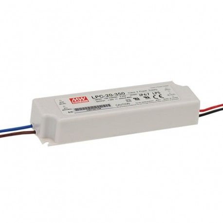 LPC-20-700 MEANWELL Driver LED AC-DC à sortie unique à Courant Constant (CC), Sortie 0,7 A / 9-30VDC, Sortie..