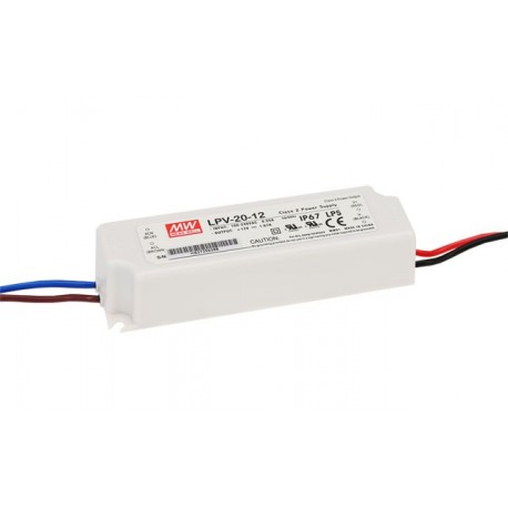 LPV-20-5 MEANWELL Driver LED AC-DC à sortie unique à Tension Constante (CV), Sortie 5V / 3A, Sortie câble