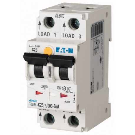 FRBDM-B10/2/001-G/A 168294 Y7-168294 EATON ELECTRIC RCD/MCB comb. switch, 10A, 10mA, miniature circuit-break..