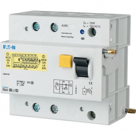 FBHMV-80/2/1 170247 Y7-170247 EATON ELECTRIC Blocco differenziale per AZ, 80A, 2P, 1000mA, Classe AC