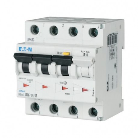 FRBM6-D16/3N/01 170936 Y7-170936 EATON ELECTRIC combination switch, 16A, 100mA, D curve , 3P+N, class AC