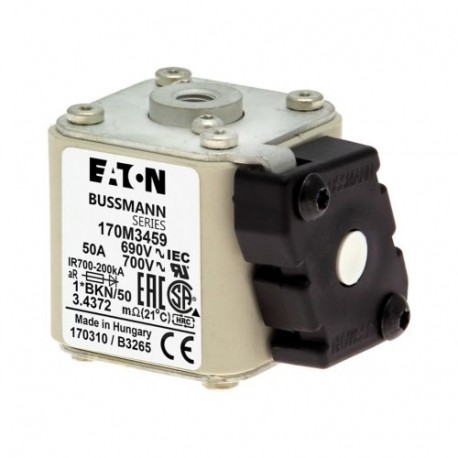 FUSE 50A 690V 1*BKN/50 AR UC 170M3459 EATON ELECTRIC Fuse-link, high speed, 50 A, AC 690 V, compact size 1, ..