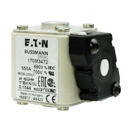 FUSE 550A 690V 1*BKN/50 AR UC 170M3472 EATON ELECTRIC Fuse-link, high speed, 550 A, AC 690 V, compact size 1..
