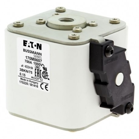 FUSE 700A 1000V 3BKN/75 AR UR 170M8607 EATON ELECTRIC cartucho fusible, ultra rápido, 700 A, AC 1000 V, size..