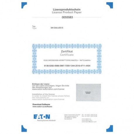 SW-GALILEO-S 171500 Y7-171500 EATON ELECTRIC Visualisierungssoftware, GALILEO für alle XV/XP-Bediengeräte, E..