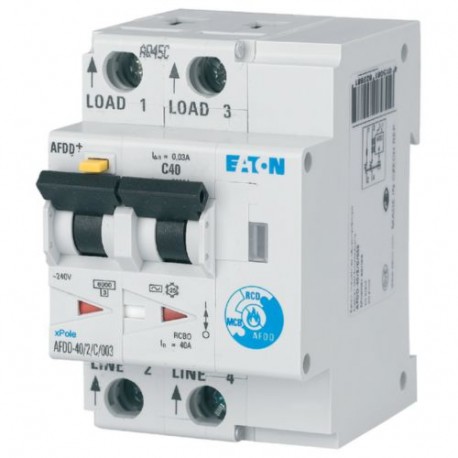 AFDD-40/2/B/003 187236 Y7-187236 EATON ELECTRIC Arc Fault Detection Device, 2 poles, B40A, 30mA, type AC