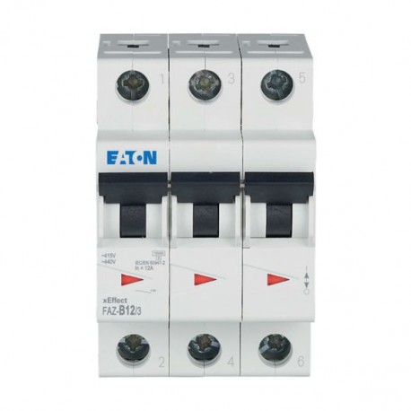 FAZ-B12/3 278844 EATON ELECTRIC Miniature circuit breaker (MCB), 12A, 3p, B-Char, AC