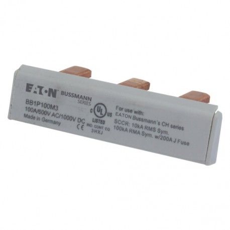 BB1P100M3 EATON ELECTRIC Barre, Basse tension, 100 A, AC 600 V, DC 1000 V, 15 x 16 x 272 mm, 15P, UL