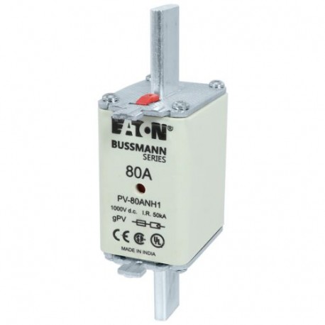 PV-80ANH1 FUSE 80A 1000V DC PV SIZE 1 DUAL IND EATON ELECTRIC cartucho fusible, ultra rápido, 80 A, DC 1000 ..