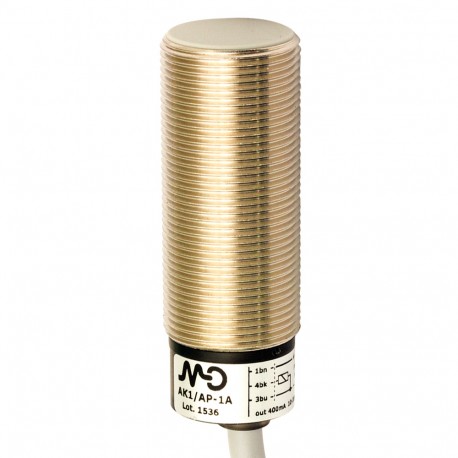 AK1/A0-1A MICRO DETECTORS Capteur inductif M18 blindé, NO, câble de 2m axial