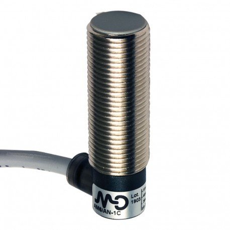 AM6/AN-1C MICRO DETECTORS Sensor indutivo M12 curto blindado NO/NPN cabo de 2m de 90°