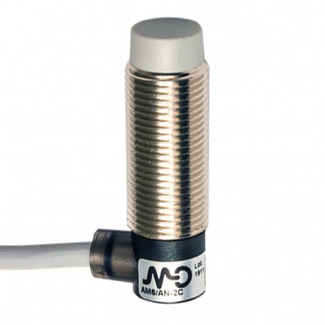 AM6/AP-2C MICRO DETECTORS Sensor inductivo M12 corto sin blindaje NO/PNP cable 2m 90°