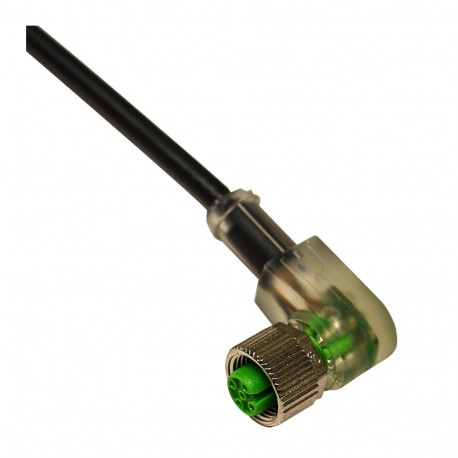 CD12M/DB-100C1 MICRO DETECTORS Connector-Buchse-M12-90° c/led-DECOUT 4-polig PVC-Kabel 10m