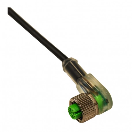 CD12M/PA-050C1 MICRO DETECTORS Conector Hembra M12 90° c/led PNP N0 3 polos cable 5m PVC