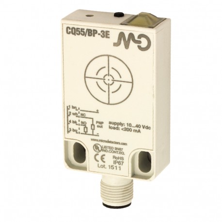 CQ55/BN-3E MICRO DETECTORS Kapazitiver Sensor kubische Kunststoff-25mm DC NPN NO+NC M12-Stecker