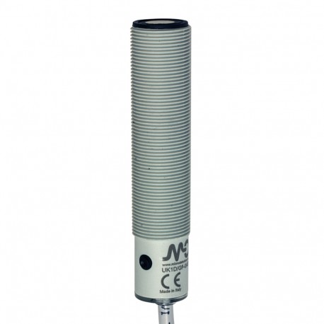UK1D/GP-0ASY MICRO DETECTORS Ultrasonic sensor M18 PNP NO/NC 150-1600 mm cable 2m with teach-in button, plas..