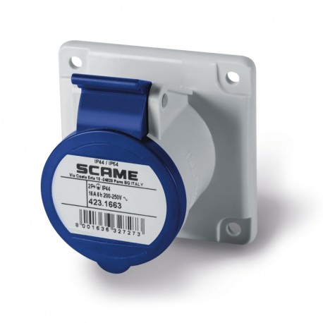 423.1663 SCAME TOMADA EMB. 2P+T IP44/IP54 16A 6h
