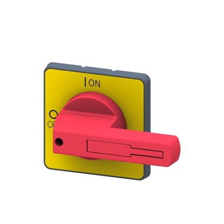 3LD9243-3B SIEMENS rotary operating mechanism, actuating lever Red / yellow, for four-hole Front mounting, A..