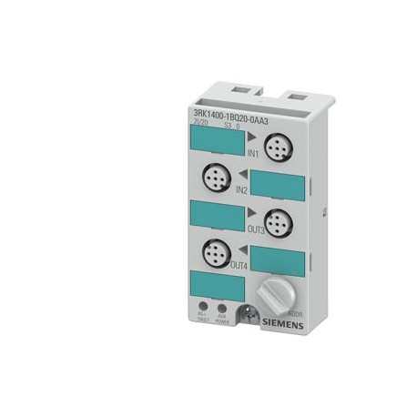 3RK1400-1BQ20-0AA3 SIEMENS AS-i compact module K45 digital 2 DI/2 DQ, IP67 2 x input, maximum 200 mA 2 x out..