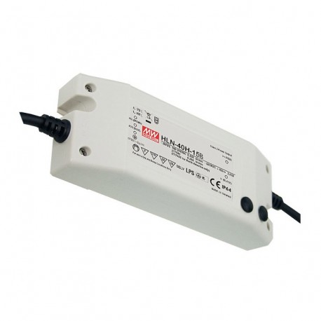 HLN-40H-12B MEANWELL AC-DC Single output LED driver Mix mode (CV+CC), Output 12VDC / 3.33A, IP64, cable outp..