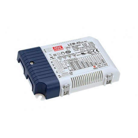 LCM-40 MEANWELL Driver LED AC-DC à Courant Constant (CC), sortie Modulaire 0,35 A/0,5/0,6 A/0,7 A/0,9 A/1.05..