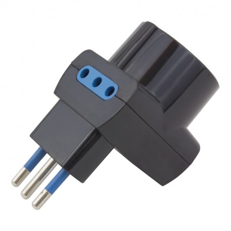 146.560/N SCAME Adatt.10A 2P+T 2x10A/1xP30 Nero