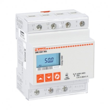 DMED301MID LOVATO ENERGY METER, THREE PHASE WITH NEUTRAL, NON EXPANDABLE, MID CERTIFIED, 80A DIRECT CONNECTI..
