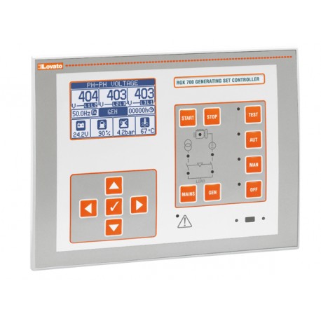 RGK700 LOVATO AUTOMATIC MAINS FAILURE (AMF) GEN-SET CONTROLLER, 12/24VDC, GRAPHIC LCD, WITH RS232 PORT AND U..