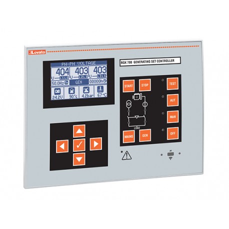 RGK700 LOVATO AUTOMATIC MAINS FAILURE (AMF) GEN-SET CONTROLLER, 12/24VDC, GRAPHIC LCD, WITH RS232 PORT AND U..
