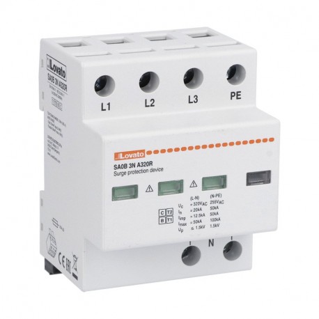 SA0B3NA320R LOVATO SURGE PROTECTION DEVICE TYPE 1 AND 2 MONOBLOCK, IEC IMPULSE CURRENT IIMP (10/350ΜS) 12.5k..