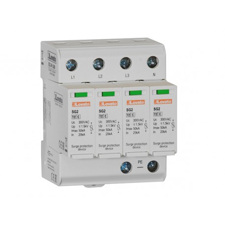 SG24PA300 LOVATO SURGE PROTECTION DEVICE TYPE 2 WITH PLUG-IN CARTRIDGE, RATED DISCHARGE CURRENT IN (8/20MS) ..
