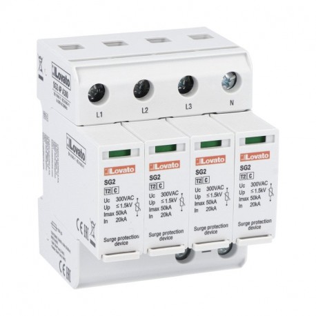 SG24PA300 LOVATO SURGE PROTECTION DEVICE TYPE 2 WITH PLUG-IN CARTRIDGE, RATED DISCHARGE CURRENT IN (8/20MS) ..