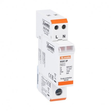 SG2C2PA320 LOVATO SURGE PROTECTION DEVICE TYPE 2 WITH PLUG-IN CARTRIDGE, RATED DISCHARGE CURRENT IN (8/20MS)..