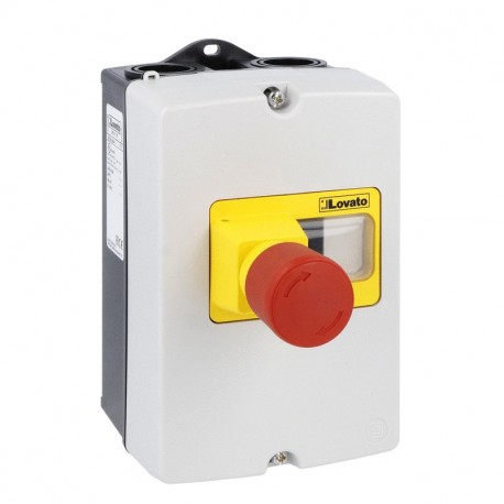 SM1Z1712P LOVATO SURFACE MOUNT ENCLOSURE IP65 (4X) FOR SM1P... WIDTH 100MM. WITH BUTTON FOR EMERGENCY STOP