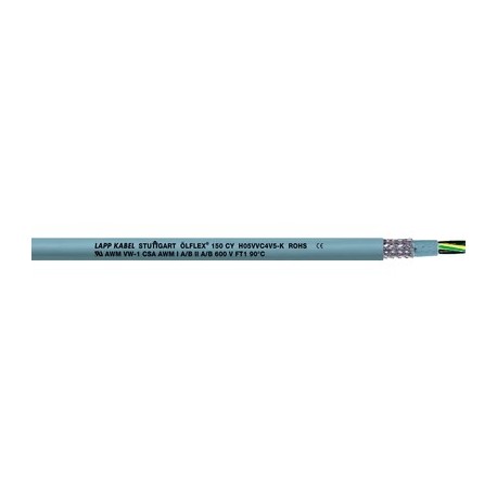 0015705 ÖLFLEX 150 CY 5G1 LAPP Cabo multinorma blindado e resistente ao óleo, com aprovação H05VVC4V5-K e AWM